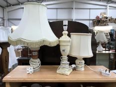 3 alabaster lamps (1 missing shade)
