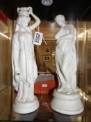 2 Grecian style parian figures.
