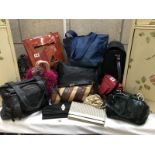 An assortment of ladies handbags