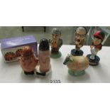 A mixed lot including Laurel & Hardy salt & pepper,