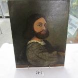 An unframed oil on board portrait of a bearded gentleman entitled 'Titianus' and signed A Bloom,