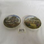 2 Prattware pot lids being Residence of Anne Hathaway and Wimbledon Jully 2nd 1860.