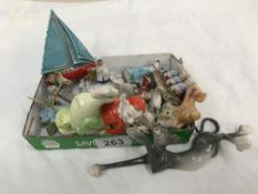 A small box of interesting items including a Wade yacht