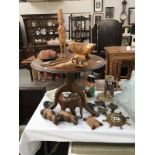 A mixed lot of Treen, wooden items, character jug, etc.