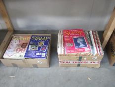 2 boxes of magazines on stamps