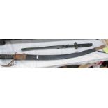 A WW2 Japanese style sword with scabbard A/F