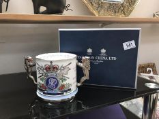 A boxed Paragon silver wedding loving cup