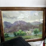 A Monica Barry (20th century) framed and glazed oil on board painting of church a Wasdale Head,