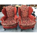 2 wingback armchairs