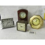 4 small 1930's mantel clocks.