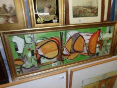 A framed and glazed late 20th century British school gouache on paper 'Abstract Forms VII'.