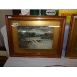 A framed and glazed Victorian watercolour, river rapids scene, initialled E.D.H.
