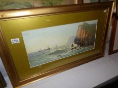 A framed and glazed coastal scene watercolour (indistinctly signed, possibly A Mulhudson),