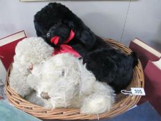 3 x 1950's poodle nightdress cases in basket