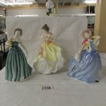 3 Royal Doulton figurines, HN4328 applause, HN4463 Eleanor and Hn3736 Autumn Leaves.