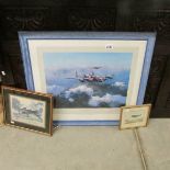A framed and glazed 'Lancaster' after Robert Taylor signed by Group Captain Leonard Cheshire,