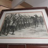A 19th century framed and glaze engraving 'The Boar War', signed W H Overend.