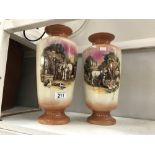 A pair of vintage vases depicting farming scenes (1A/F)