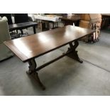 An oak refrectory style dining table