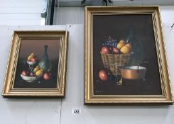 2 framed still life fruit oil on canvas paintings both signed D.