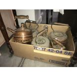 5 vintage copper kettles (3 missing lids)