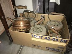 5 vintage copper kettles (3 missing lids)