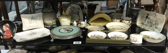 A shelf of misc. china and porcelain including Royal Worcester, Minton etc.