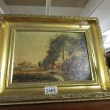 A gilt framed print of the route to 'Sin Le Noble' (accredited to follower of Jean Baptiste Corot),