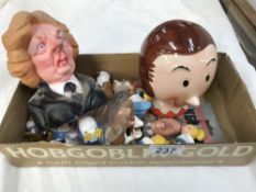 Quantity of Tetley tea folk figures and Spitting Image Margaret Thatcher etc.