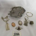 A mixed lot including 9ct gold locket, silver items etc.