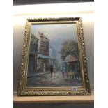 An oil on canvas Parisienne street scene