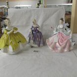 3 Royal Doulton figurines, HN2805 Rebecca, HN2315 The Last Waltz, HN2839 Nicola.
