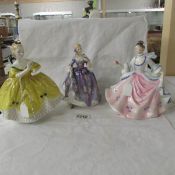 3 Royal Doulton figurines, HN2805 Rebecca, HN2315 The Last Waltz, HN2839 Nicola.