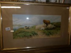 A large framed and glazed study of sheep in landscape, signed T F Wainwright, 1865, 74 x 49 cm.