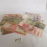 A mixed lot of foreign bank notes.