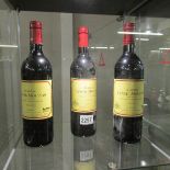 3 bottles of 2000 Chateau Lynch-Moussas Grand CRV Classe Bordeaux red wine.