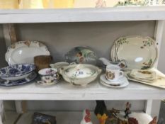 A mixed lot including strainer dish with stand, tureen, platter etc.