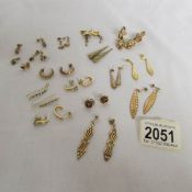 16 pairs of earrings, some test as gold but most untested.