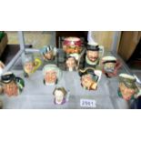 8 miniature Royal Doulton character jugs including The Falconer.