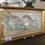 A framed and glazed watercolour of a cottage signed E Lucas 1893, 41 c 23 cm.
