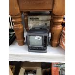 A boxed Maxim miniature black & white tv/radio