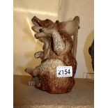 A rare 19th century majolica bear jug (a/f, cracked and lost tooth).