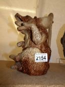 A rare 19th century majolica bear jug (a/f, cracked and lost tooth).