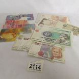 A mixed lot of European bank notes including Swiss Francs etc.