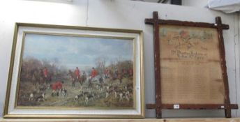 A large framed hunting print and a 19th century framed 'Diverting Historie of John Gilpin'