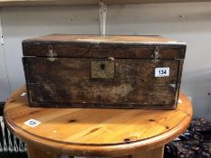 A Victorian brass bound writing box