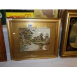 A framed and glazed Victorian watercolour, river scene, signed Dudley Richardson.