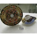 A mid to late 19th century Porcelain saucer in imari style pattern with markings for Stephenson