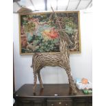 A large reed/wicker deer