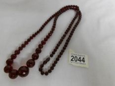 A long vintage bakelite necklace.